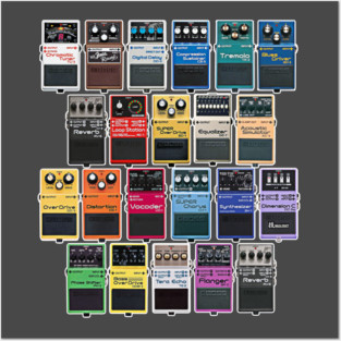 Guitar Effects Pedal Collage Design Posters and Art
