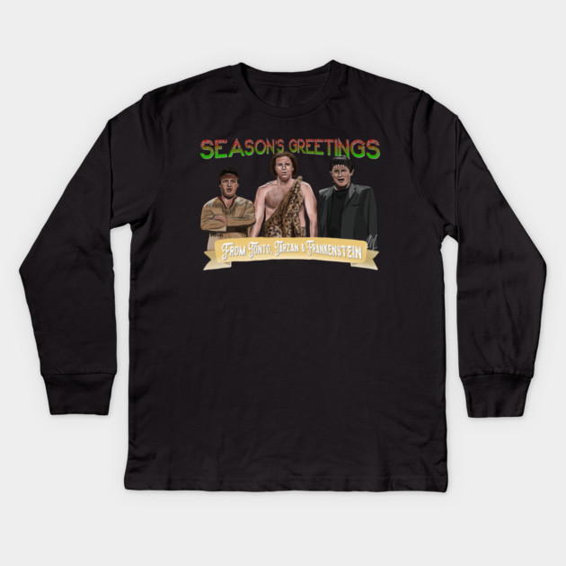 SNL: Tonto, Tarzan & Frankenstein Kids Long Sleeve T-Shirt by 51Deesigns