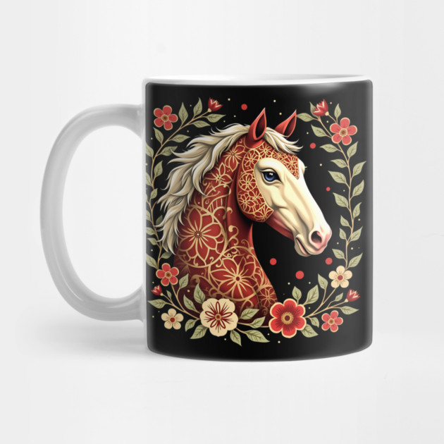 Floral Folk Art Horse Illustration by BirdsnStuff