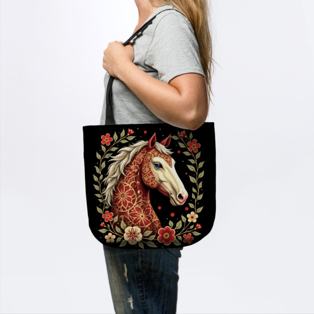Floral Folk Art Horse Illustration by BirdsnStuff