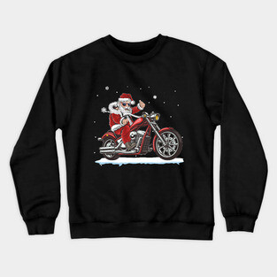 Santa Claus Riding A Motorbike Christmas Funny Crewneck Sweatshirt