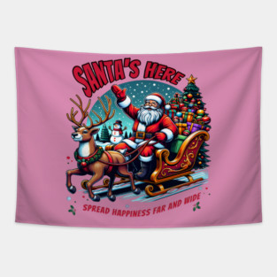 SANTA'S HERE spread happiness Christmas gift Tapestry