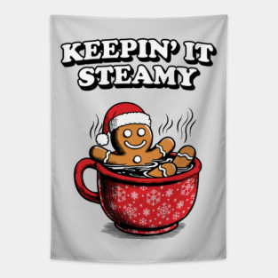 Funny Gingerbread Men Hot Coca - Keepin' It Steamy Tapestry