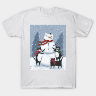 Making a Snowman Cat T-Shirt