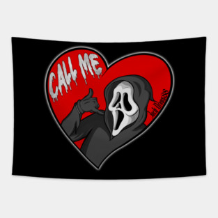 Ghostface call me heart red scream ghost-face valentine, horror Tapestry