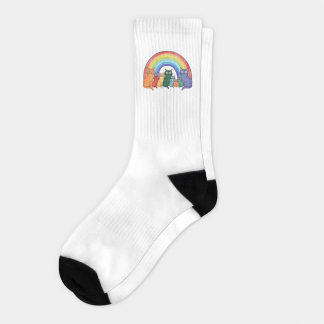 Rainbow Cats Socks by Creatifly Graphic Tees