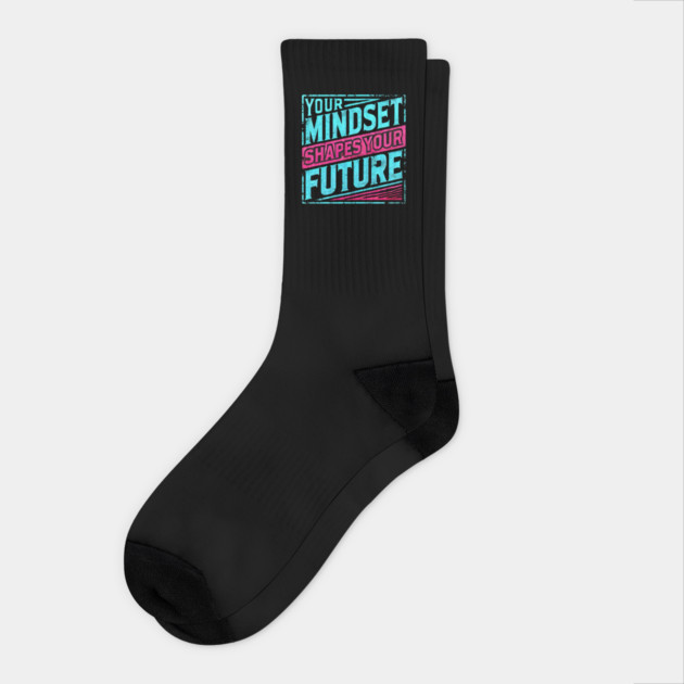 Motivational Quote, Mindset Shapes Your Future, Success Socks by logiamerch