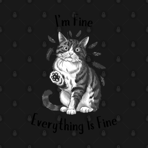Black Cat Says I'm Fine Everything Is Fine by Creatifly Graphic Tees