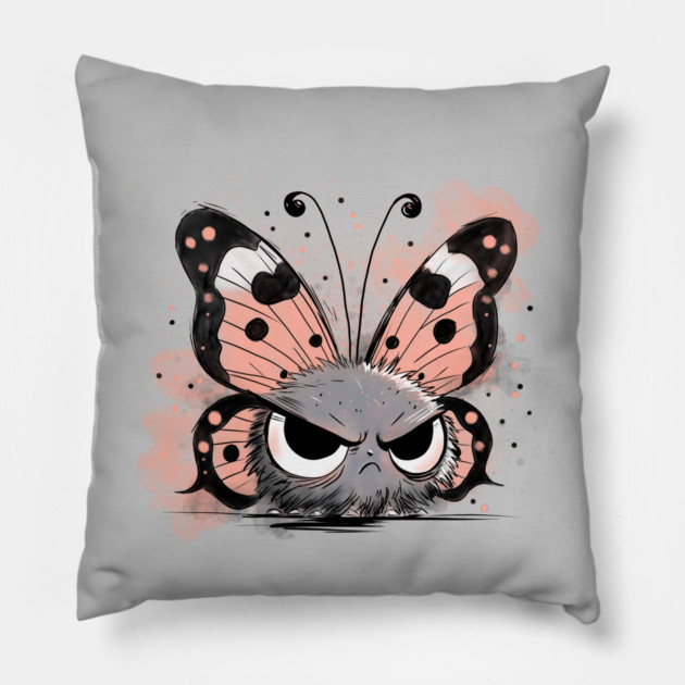 Grumpy Butterfly Pillow by H. R. Sinclair