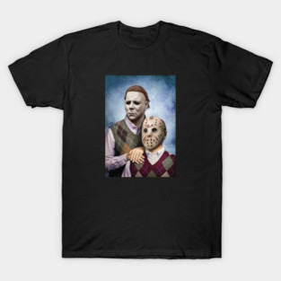Michael Myers and Jason Voorhees Step Brothers Movie Funny Shirts, Brothers Family Portrait, Horror Movie Characters, Gifts for Friend T-Shirt