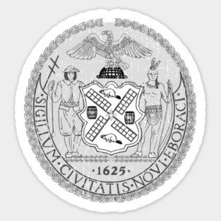 Retro grunge symbol logo emblem seal of NYC New York City gray Sticker