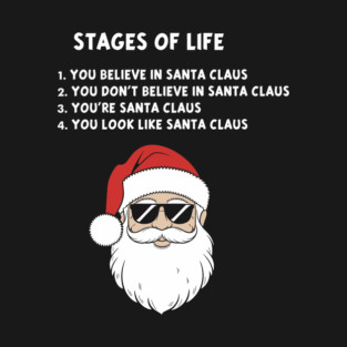 Funny Stages of Life Santa Claus Evolution Aging Humor T-Shirt