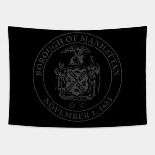 Retro grunge symbol logo emblem seal of Manhattan gray Tapestry