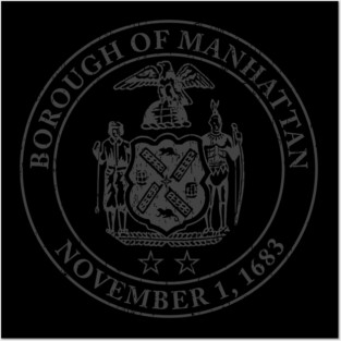 Retro grunge symbol logo emblem seal of Manhattan gray Posters and Art