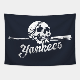 YANKEES Skull on Bat Tapestry