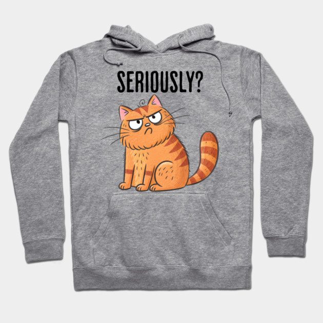 Angry cat says, "Seriously?" funny sarcasm design Hoodie by Luxinda
