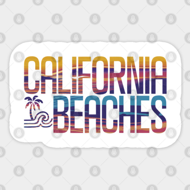 California Beaches: Retro Inspired Summer Vibes and Ocean Dreams Sticker by Pixel Threads 