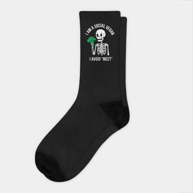 I'm a Social Vegan I Avoid Meet Funny Introvert Humor Pun Socks by Anticorporati
