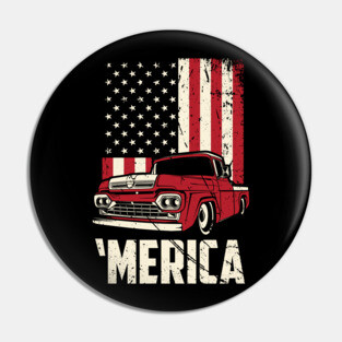 1960 Vintage Ford Truck Merica T-Shirt Pin
