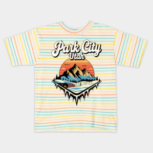 Park City Utah Retro Skiing Adventure, Outdoor Souvenir Kids T-Shirt