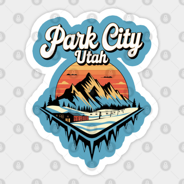 Park City Utah Retro Skiing Adventure, Outdoor Souvenir Sticker by Pixel Threads 