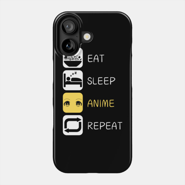Eat Sleep Anime Repeat, Anime Japanese Culture Phone Case by Creatifly Graphic Tees