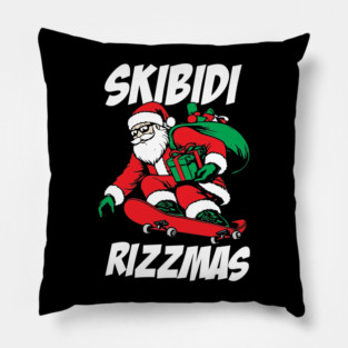 Skibidi Rizzmas Funny Santa Claus Pillow