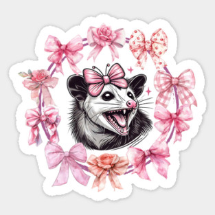 Coquette Bows Girly Girl Feral Possum Pink Social Club design Sticker