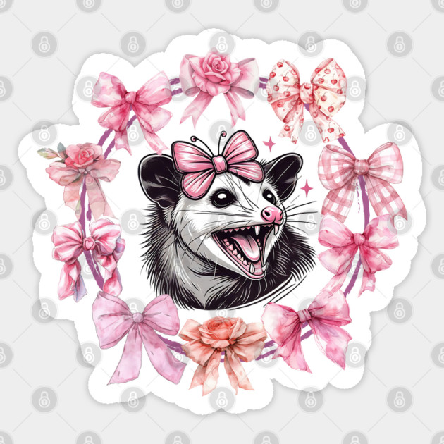 Coquette Bows Girly Girl Feral Possum Pink Social Club design Sticker by Luxinda
