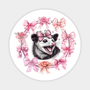 Coquette Bows Girly Girl Feral Possum Pink Social Club design Magnet