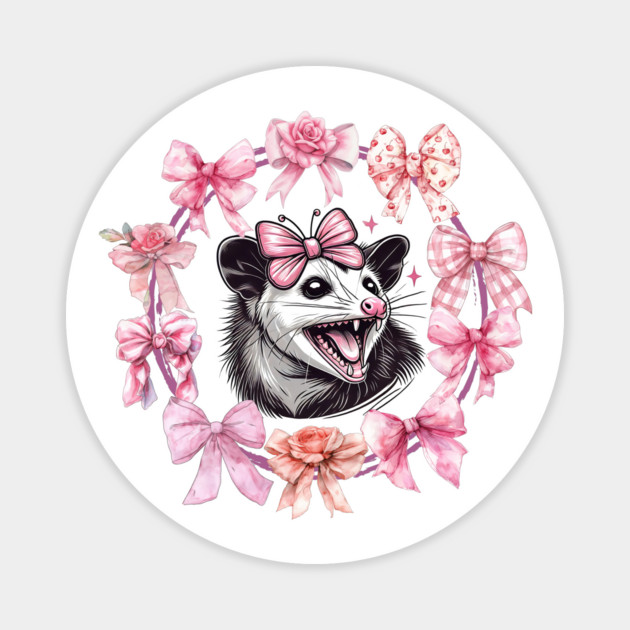 Coquette Bows Girly Girl Feral Possum Pink Social Club design Magnet by Luxinda