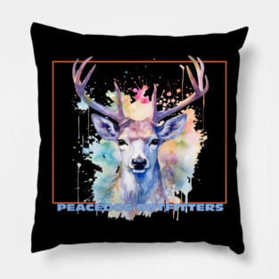 Peacedog Outfitters Watercolor Whitetail Deer Pillow