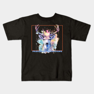 Peacedog Outfitters Watercolor Whitetail Deer Kids T-Shirt