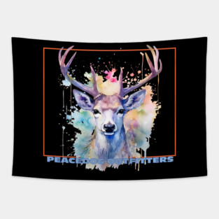Peacedog Outfitters Watercolor Whitetail Deer Tapestry