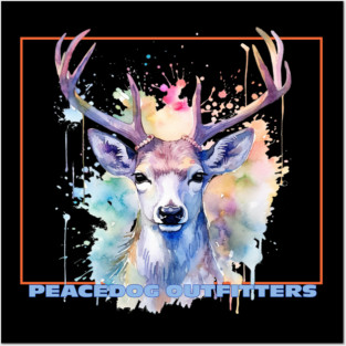 Peacedog Outfitters Watercolor Whitetail Deer Posters and Art