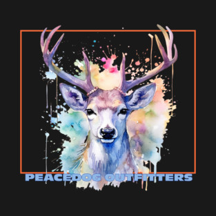 Peacedog Outfitters Watercolor Whitetail Deer T-Shirt