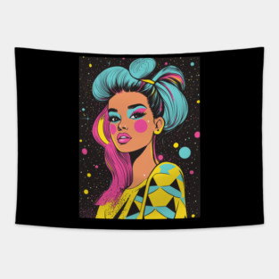 A vibrant pop art illustration Tapestry