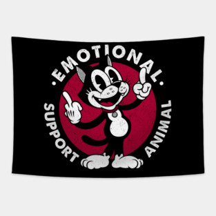 Emotional Support Animal - Antisocial Cartoon Cat - Zero Fucks Tapestry