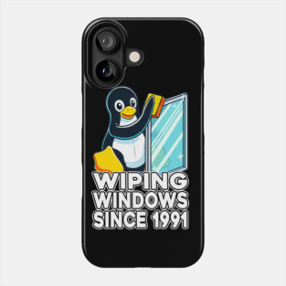 Tux Wiping Windows - Linux vs Windows Humor Phone Case