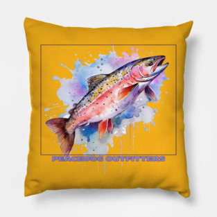 Peacedog Outfitters Trout Fishing Watercolor Pillow
