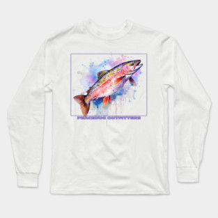 Peacedog Outfitters Trout Fishing Watercolor Long Sleeve T-Shirt