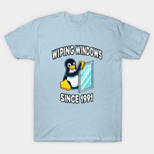 Tux Wiping Windows - Linux vs Windows Humor T-Shirt
