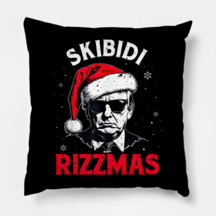 Skibidi Rizzmas Funny Trump Rizz Christmas Pillow