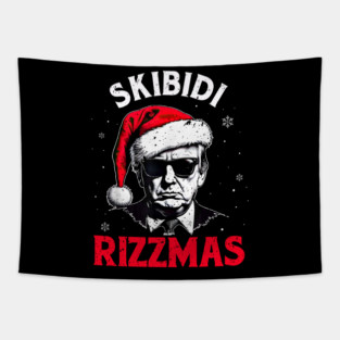 Skibidi Rizzmas Funny Trump Rizz Christmas Tapestry