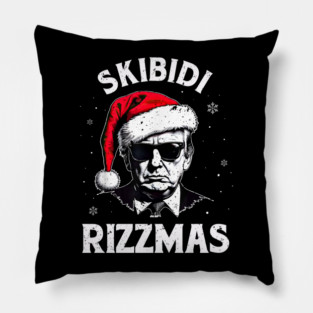 Skibidi Rizzmas Funny Trump Rizz Christmas Pillow