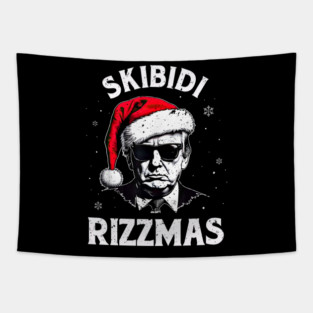 Skibidi Rizzmas Funny Trump Rizz Christmas Tapestry