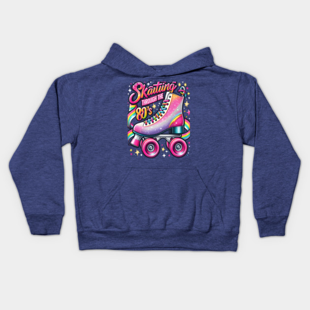 Skatiing through 80's Kids Hoodie by Nizar clothing store 