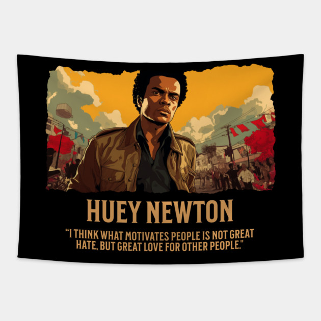 Huey Newton - Comic Style Tapestry by UrbanLifeApparel