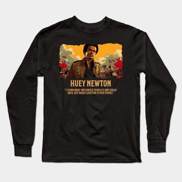 Huey Newton - Comic Style Long Sleeve T-Shirt by UrbanLifeApparel