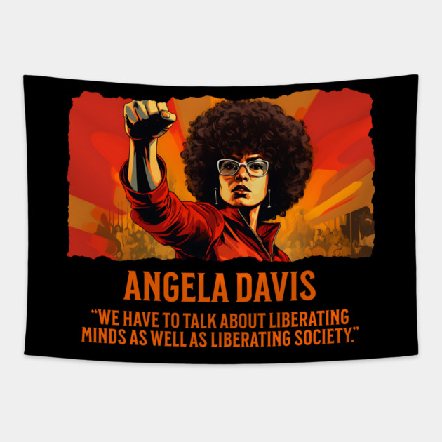 Angela Davis - Comic Style, Black History Tapestry by UrbanLifeApparel